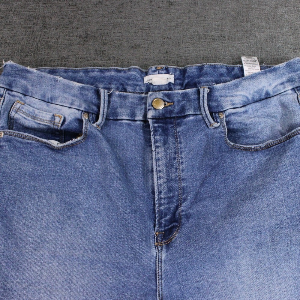 Good American Always Fits Good Straight Jeans Indigo316 Size 14-18 Raw Hem Blue - Picture 2 of 10